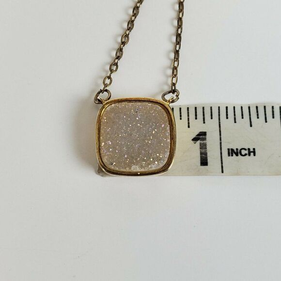 Elise M Crystal Geode Druzy White Pendant Necklace‎ - Picture 8 of 12
